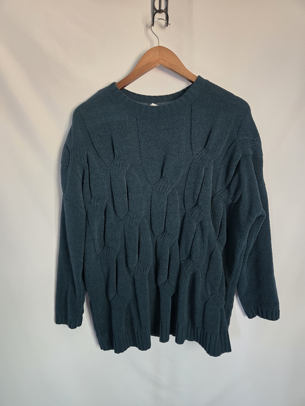 J. Jill Teal Cable-Textured Crewneck Sweater – Women’s Size L